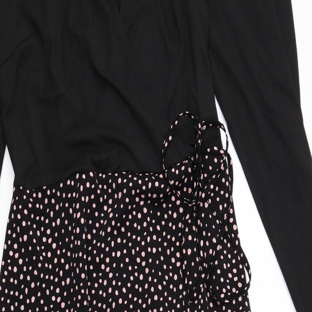 AX Paris Womens Black Geometric Polyester Maxi Size 14 V-Neck Zip