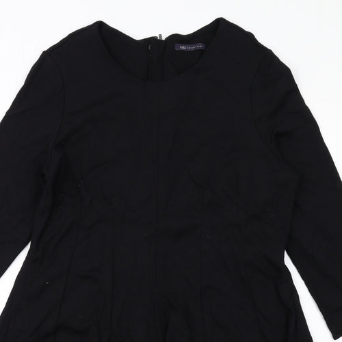 Marks and Spencer Womens Black Viscose Trapeze & Swing Size 18 Round Neck Zip
