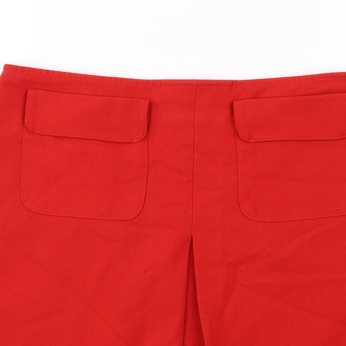Per Una Womens Red Polyester A-Line Skirt Size 12 Zip