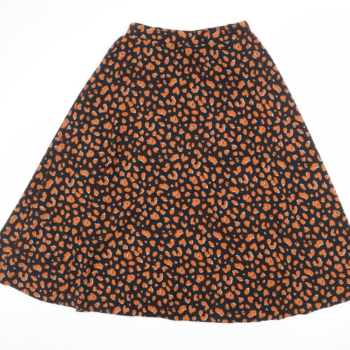 Dorothy Perkins Womens Black Animal Print Polyester Swing Skirt Size 10 - Leopard pattern