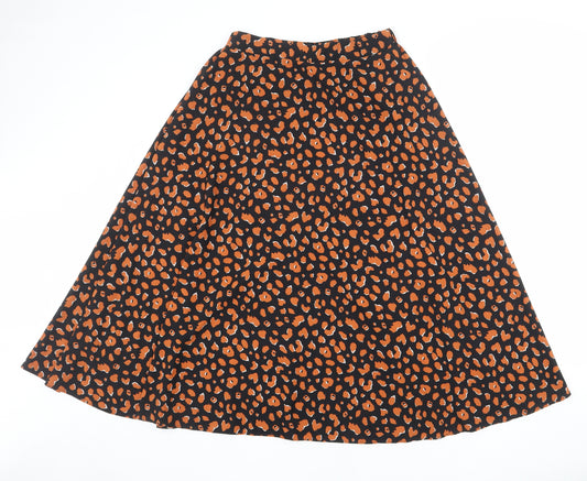 Dorothy Perkins Womens Black Animal Print Polyester Swing Skirt Size 10 - Leopard pattern
