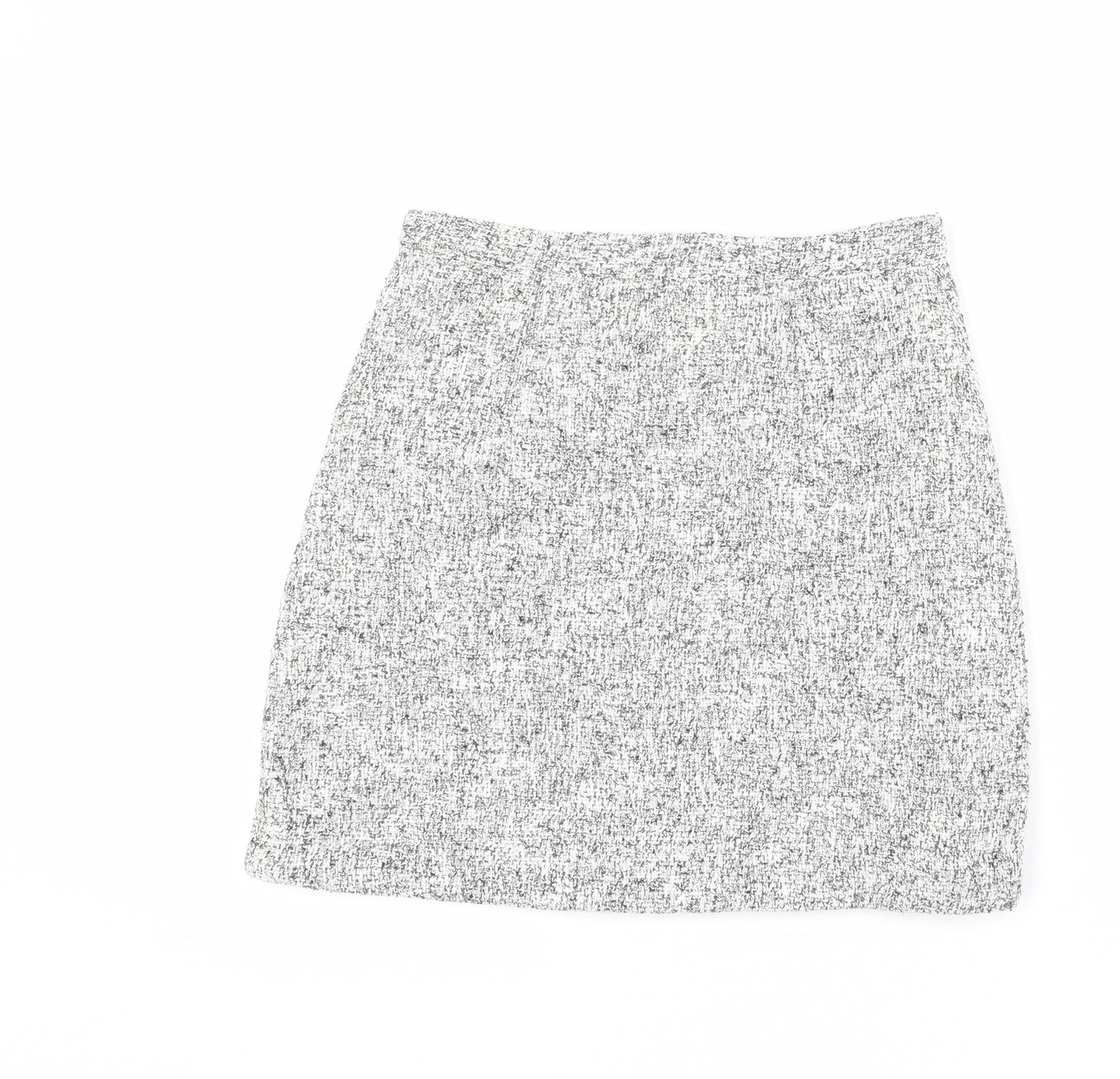 Topshop Womens Grey Cotton A-Line Skirt Size 8 Zip