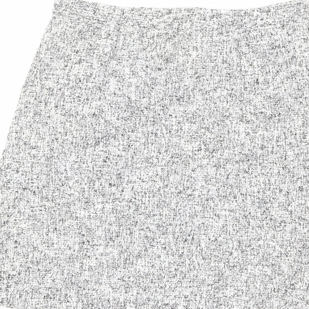 Topshop Womens Grey Cotton A-Line Skirt Size 8 Zip