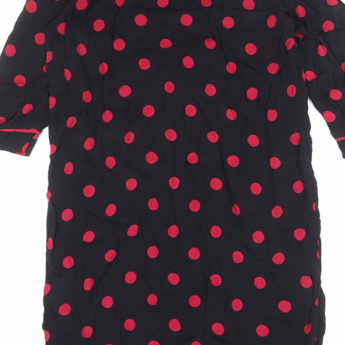 NEXT Womens Black Polka Dot Viscose Shift Size 12 Round Neck Pullover
