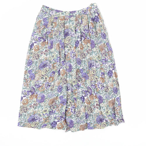 Eastex Womens Multicoloured Floral Polyester Pleated Skirt Size 12 Button