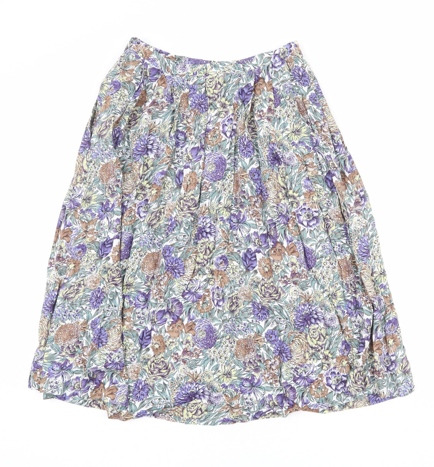 Eastex Womens Multicoloured Floral Polyester Pleated Skirt Size 12 Button