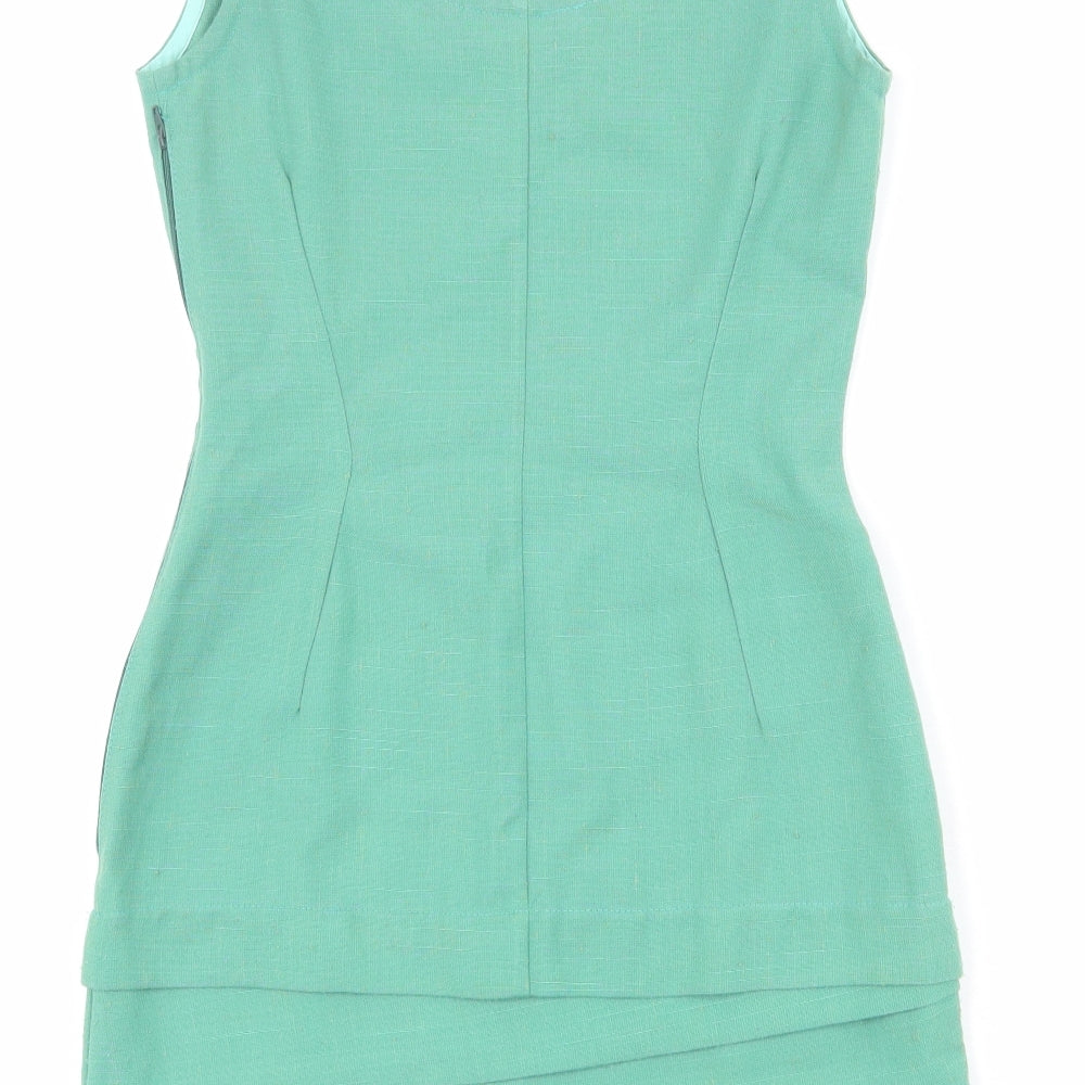 Abigail Porter Womens Green Polyester Mini Size 12 Scoop Neck Zip