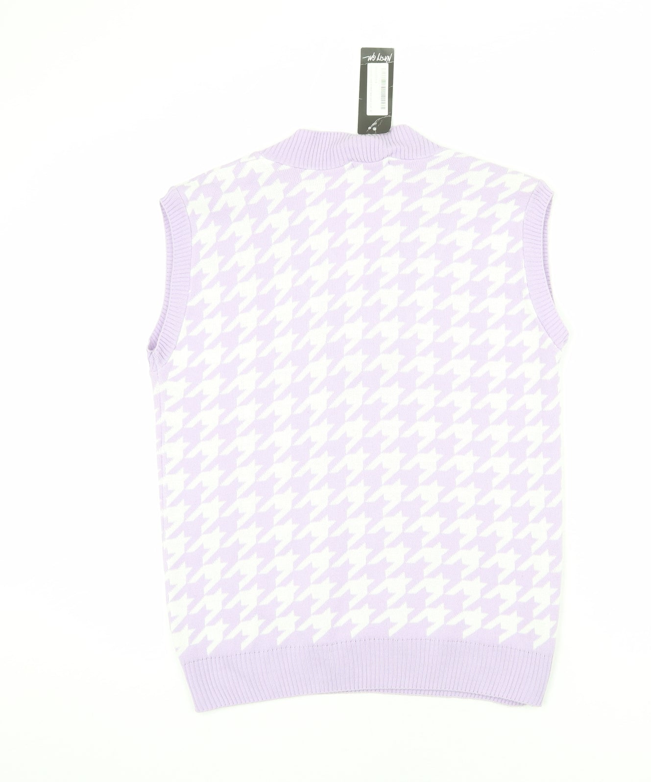 Nasty Gal Womens Purple V-Neck Geometric Acrylic Vest Jumper Size M