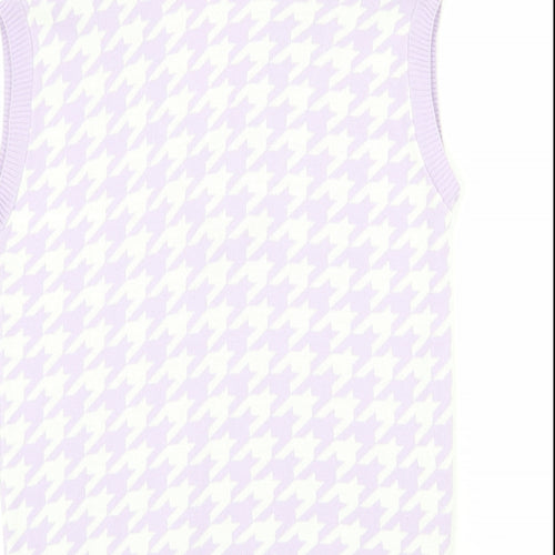 Nasty Gal Womens Purple V-Neck Geometric Acrylic Vest Jumper Size M