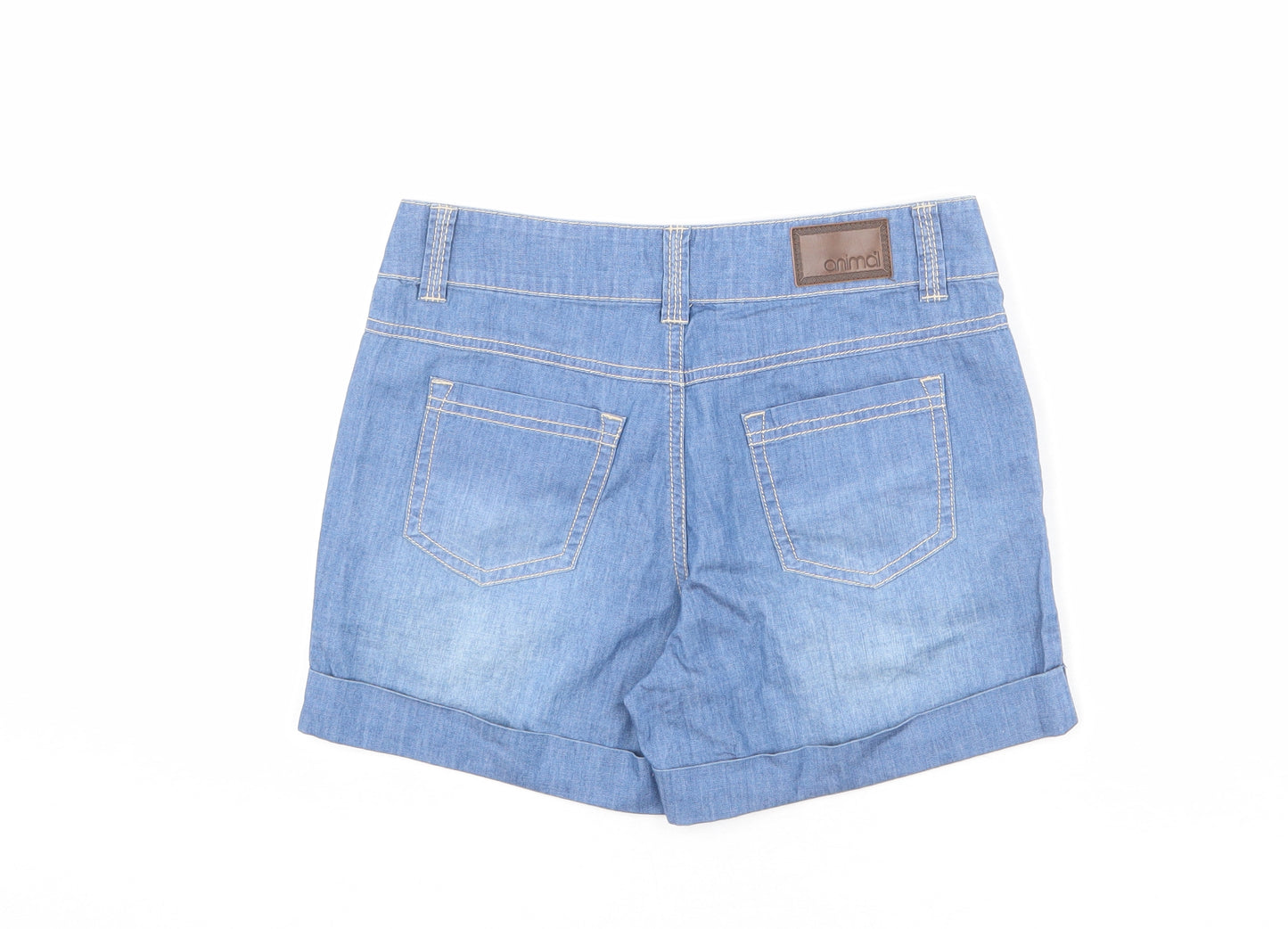 Animal Womens Blue Cotton Hot Pants Shorts Size 8 L4 in Regular Zip
