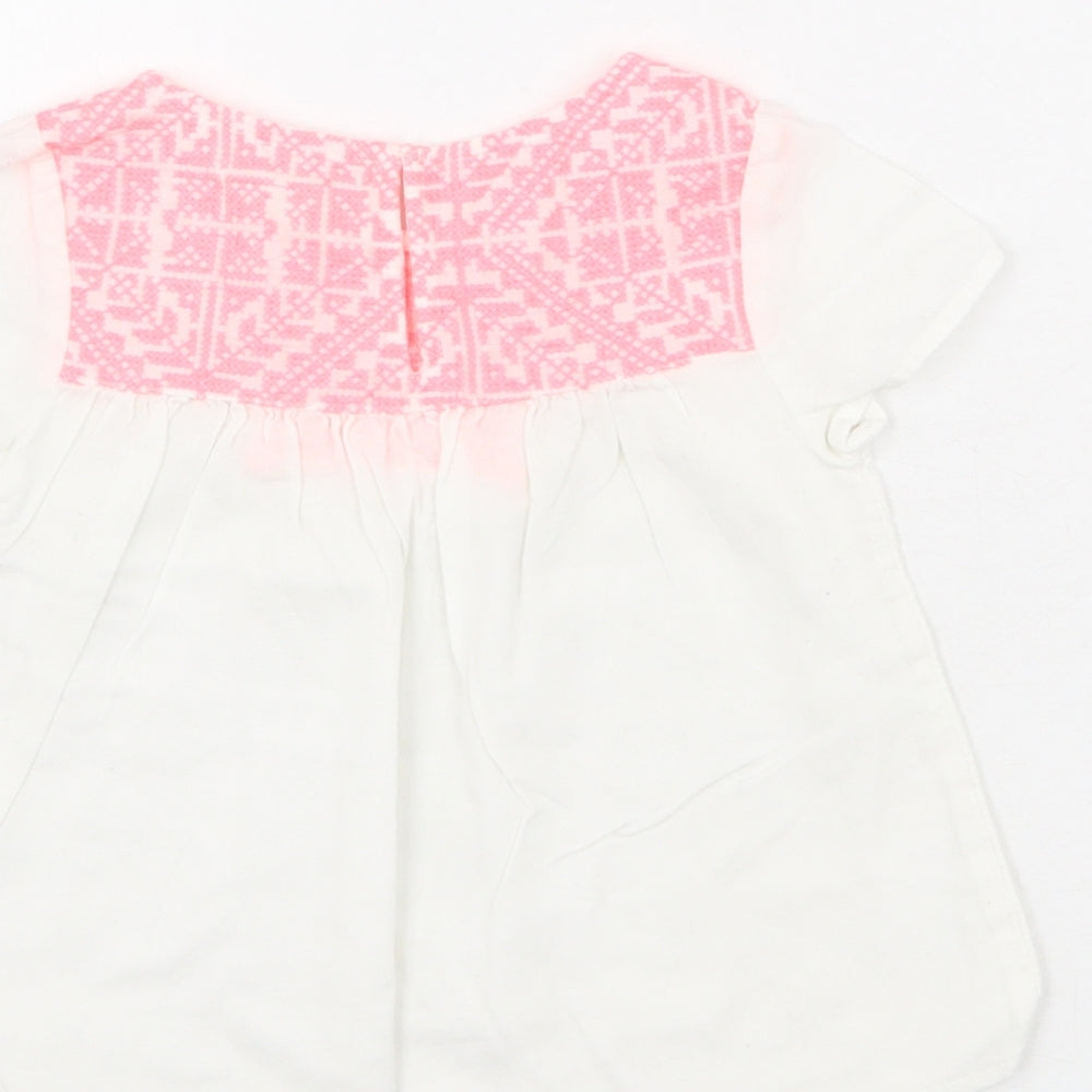 Zara Girls White Polyester Basic Blouse Size 4 Years Round Neck Button