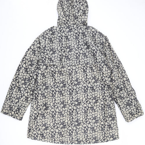 Cotton Traders Womens Grey Floral Rain Coat Coat Size 16 Zip