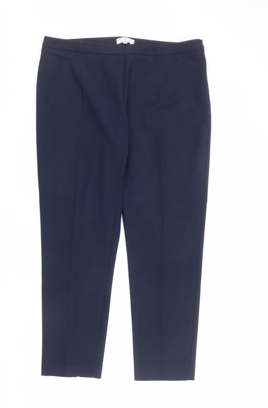 Jasper Conran Womens Blue Cotton Chino Trousers Size 16 L28 in Regular Zip