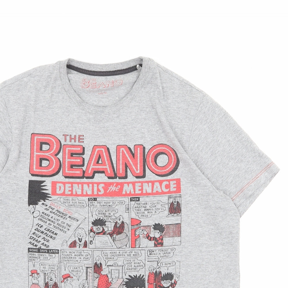The Beano Mens Grey Polyester T-Shirt Size M Round Neck - Dennis the Menace