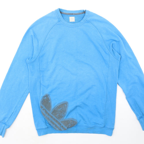 adidas Mens Blue Cotton Pullover Sweatshirt Size L - Permanent mark on back of sleeve