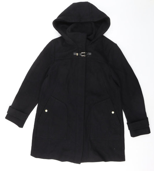 Cole Haan Womens Black Overcoat Coat Size 14 Zip