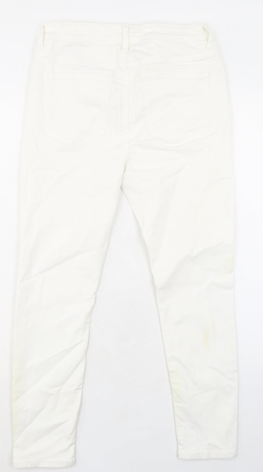 Marks and Spencer Womens White Cotton Skinny Jeans Size 12 L25 in Regular Zip