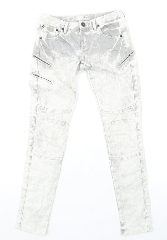 Abandon Ship Womens Grey Cotton Skinny Jeans Size 26 in L30 in Slim Zip - Zip pocket detail