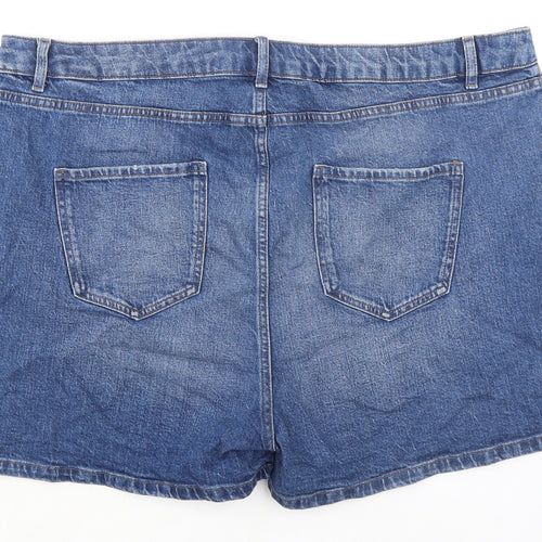 Marks and Spencer Womens Blue Cotton Boyfriend Shorts Size 24 Regular Zip
