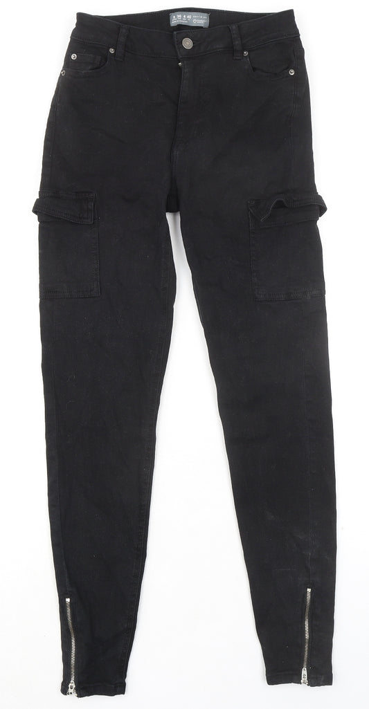 Primark Womens Black Cotton Skinny Jeans Size 8 L30 in Regular Zip - Cargo