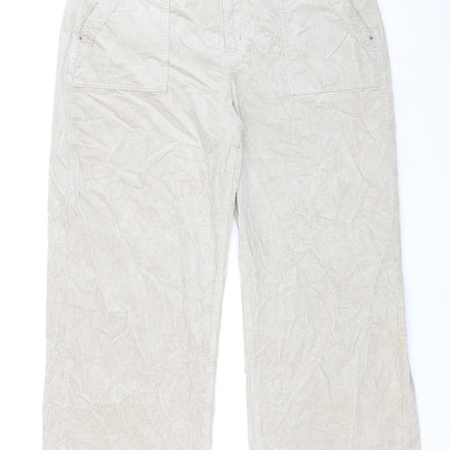 Per Una Womens Beige Cotton Trousers Size 20 L30 in Regular Zip
