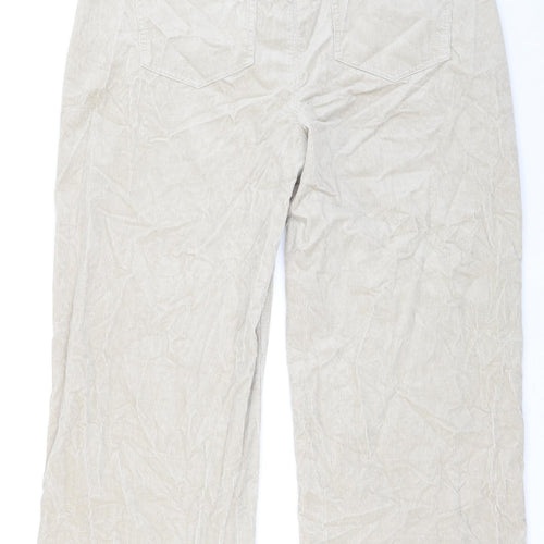 Per Una Womens Beige Cotton Trousers Size 20 L30 in Regular Zip