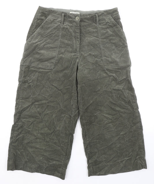 Max Studio Womens Green Cotton Trousers Size L L21 in Regular Zip