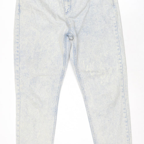 Topshop Womens Blue Cotton Tapered Jeans Size 32 in L30 in Regular Zip