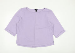 H&M Womens Purple Polyester Basic Blouse Size M Boat Neck
