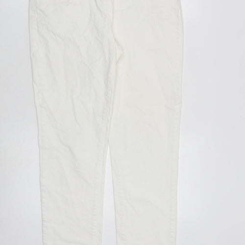 Laura Ashley Womens White Cotton Straight Jeans Size 32 in L30 in Regular Zip