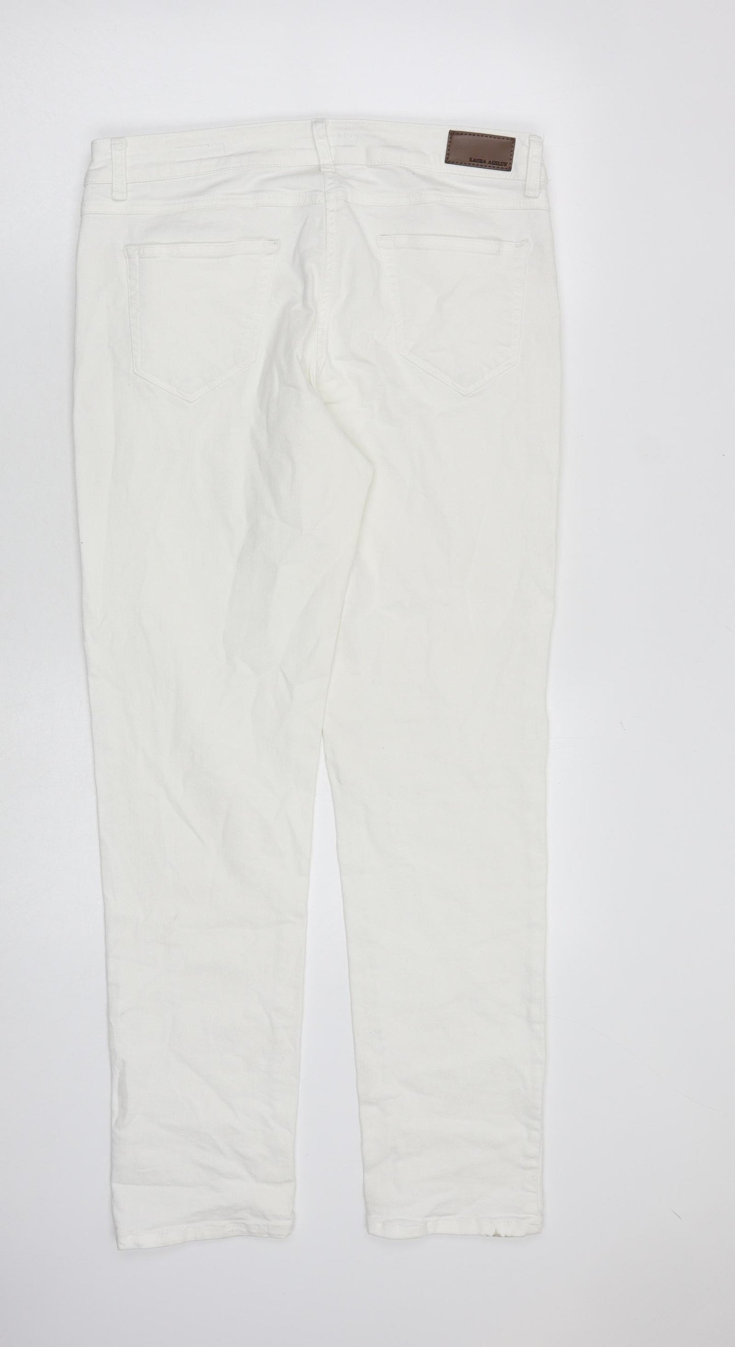 Laura Ashley Womens White Cotton Straight Jeans Size 32 in L30 in Regular Zip