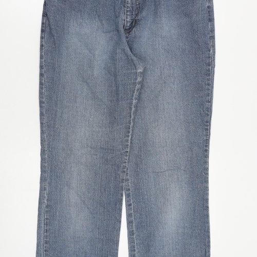 Suzanne Grae Womens Blue Cotton Wide-Leg Jeans Size 32 in L31 in Regular Zip
