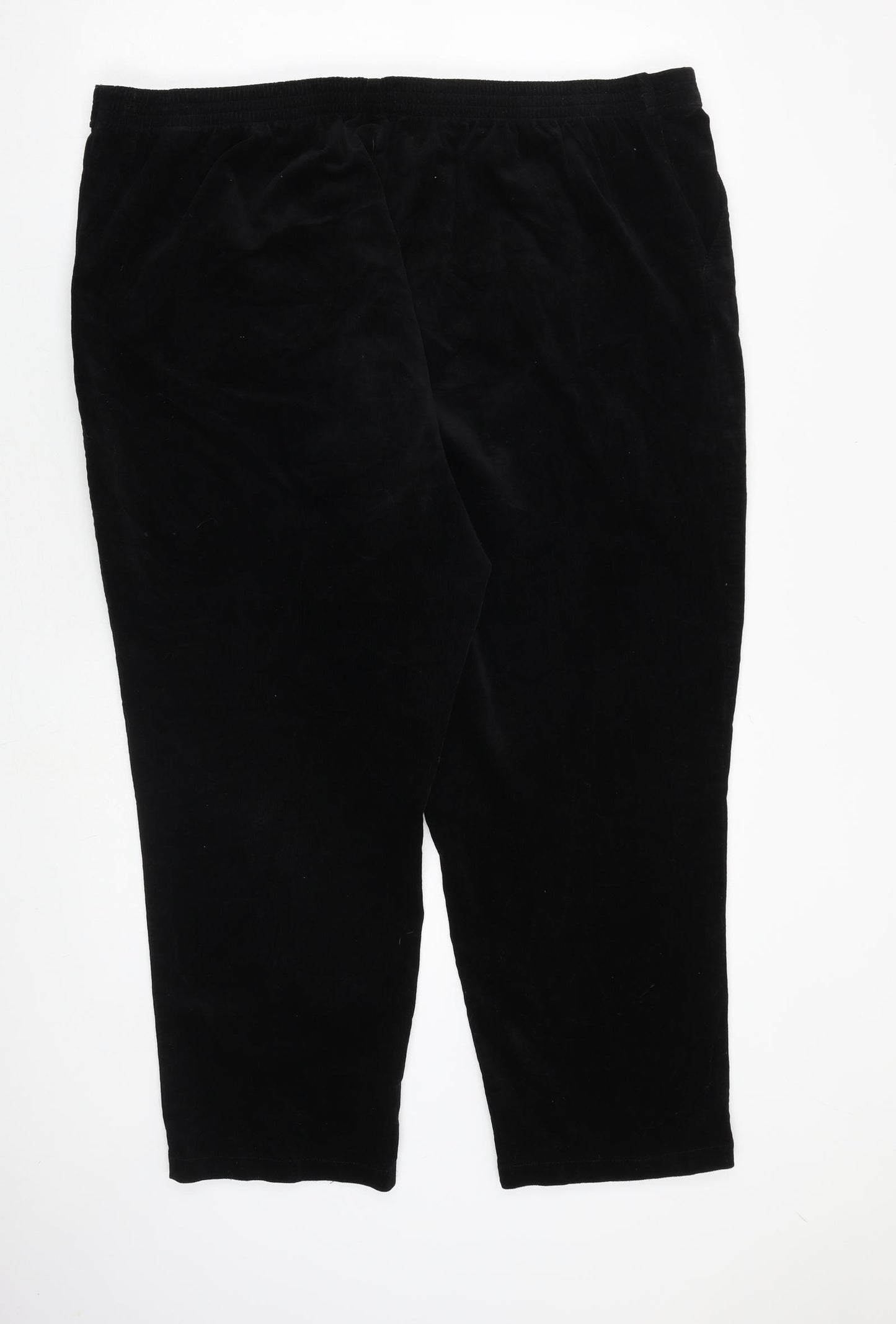 Marks and Spencer Womens Black Cotton Trousers Size 22 L26 in Regular