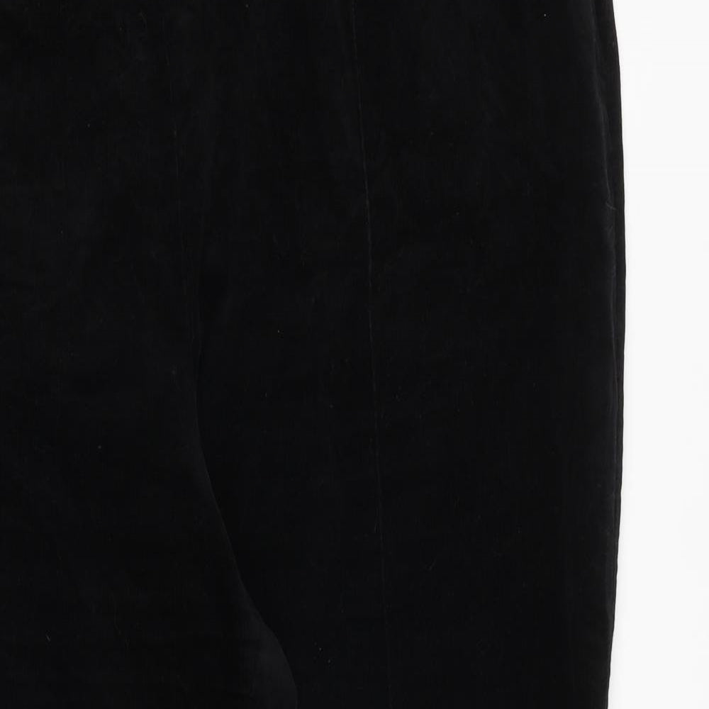 Marks and Spencer Womens Black Cotton Trousers Size 22 L26 in Regular