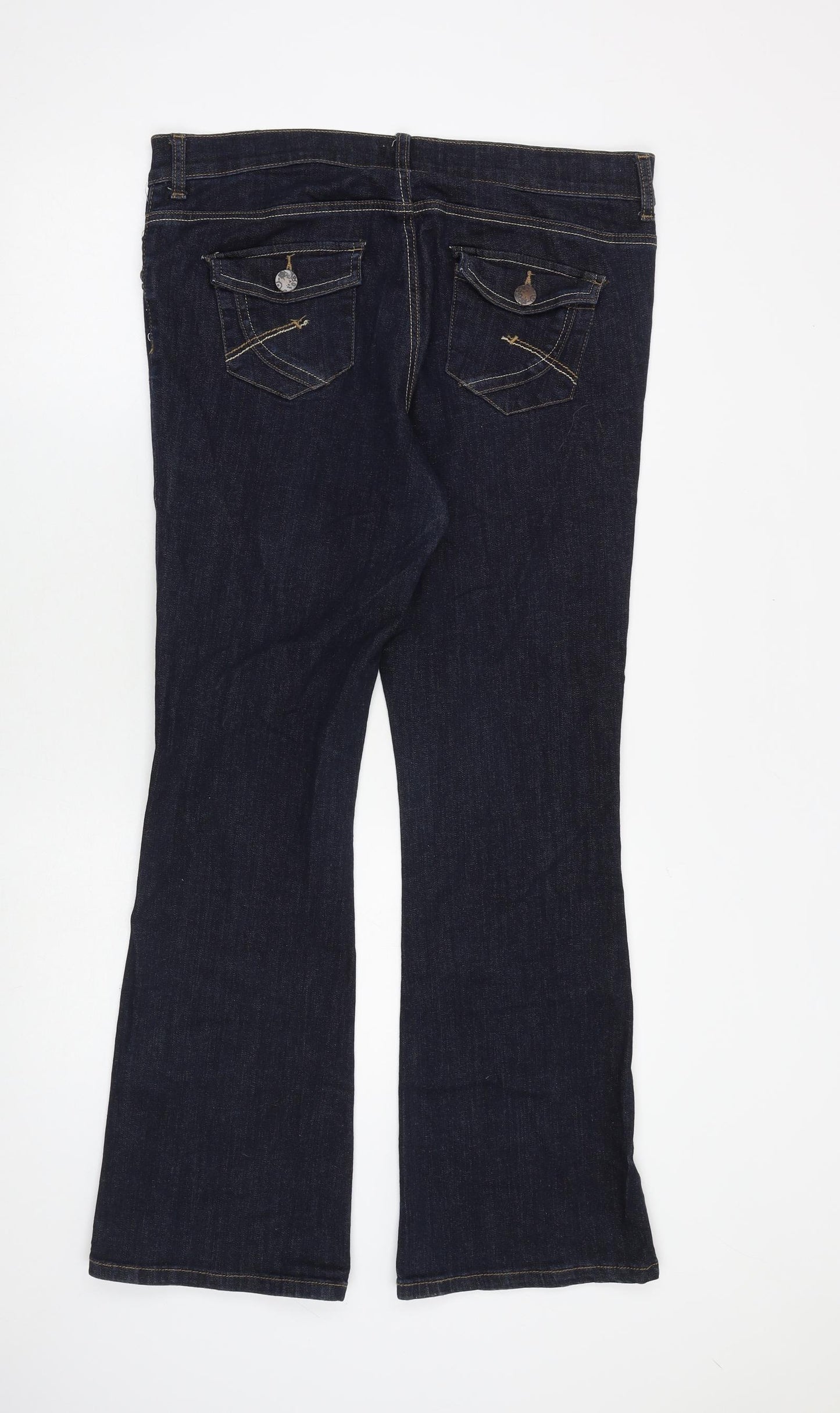 Dorothy Perkins Womens Blue Cotton Bootcut Jeans Size 14 L31 in Regular Zip