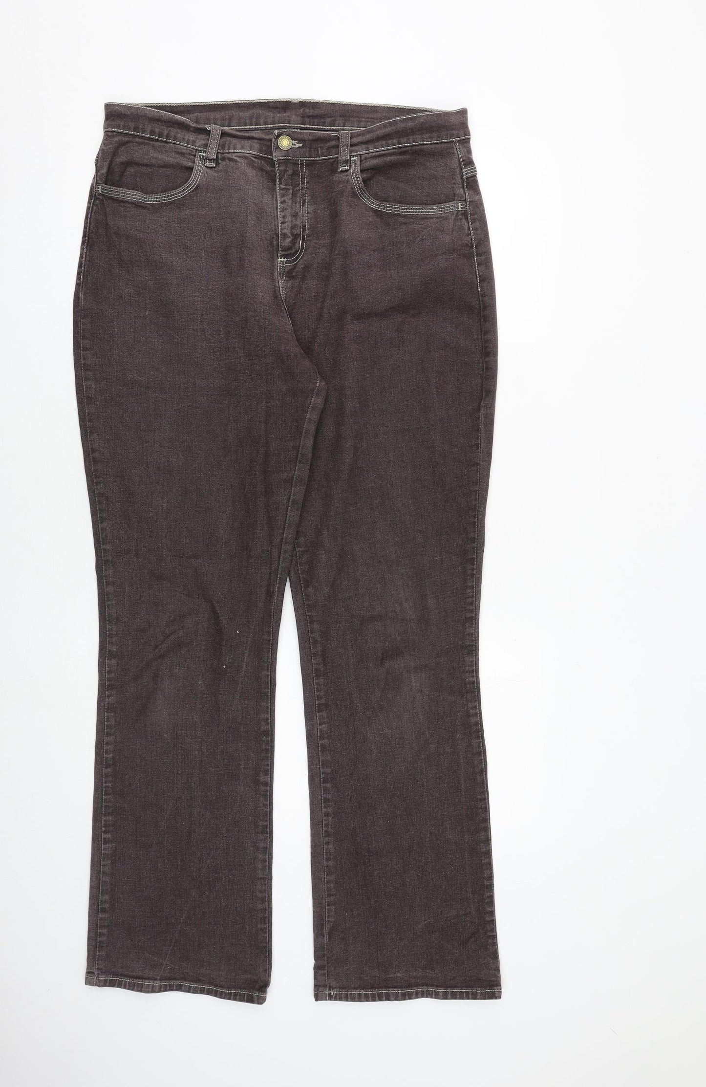 NEXT Womens Grey Cotton Bootcut Jeans Size 16 L31 in Regular Zip