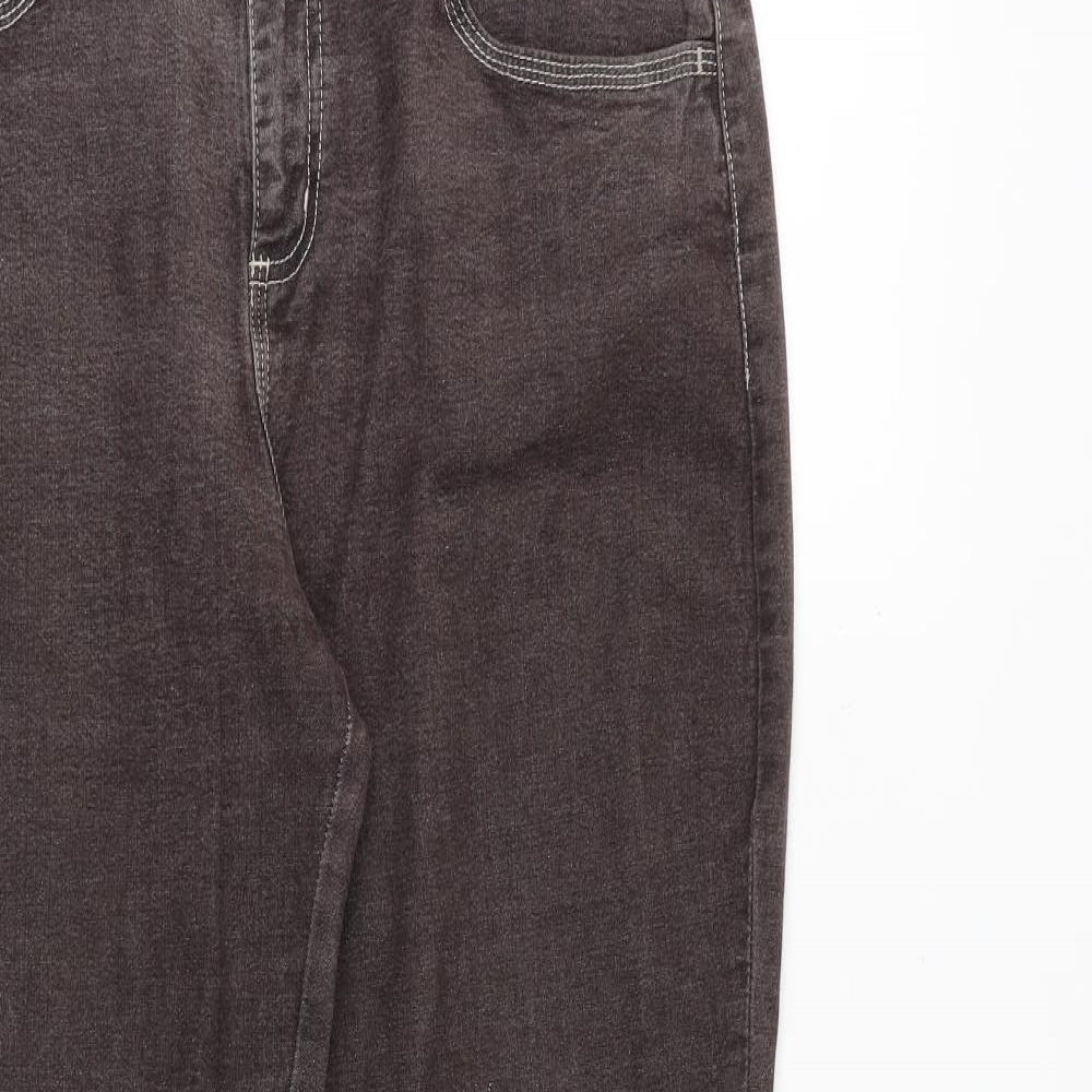 NEXT Womens Grey Cotton Bootcut Jeans Size 16 L31 in Regular Zip