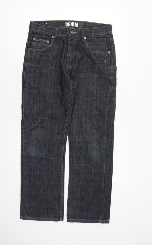 Denim & Co. Mens Blue Cotton Bootcut Jeans Size 32 in L30 in Regular Button