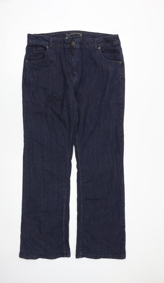 TU Womens Blue Cotton Bootcut Jeans Size 16 L31 in Regular Zip