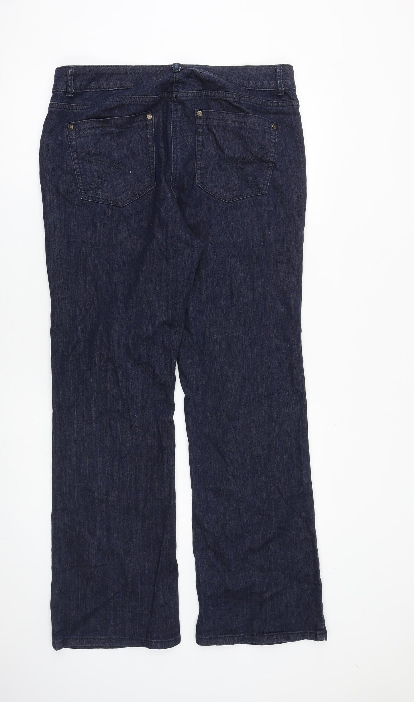 TU Womens Blue Cotton Bootcut Jeans Size 16 L31 in Regular Zip