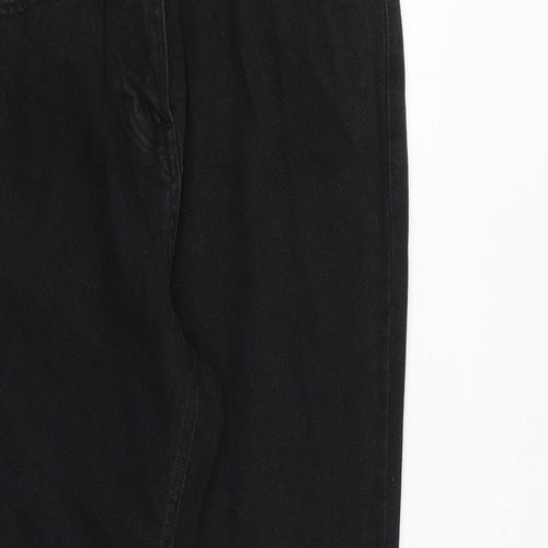 NEXT Womens Black Cotton Straight Jeans Size 12 L27 in Regular Zip
