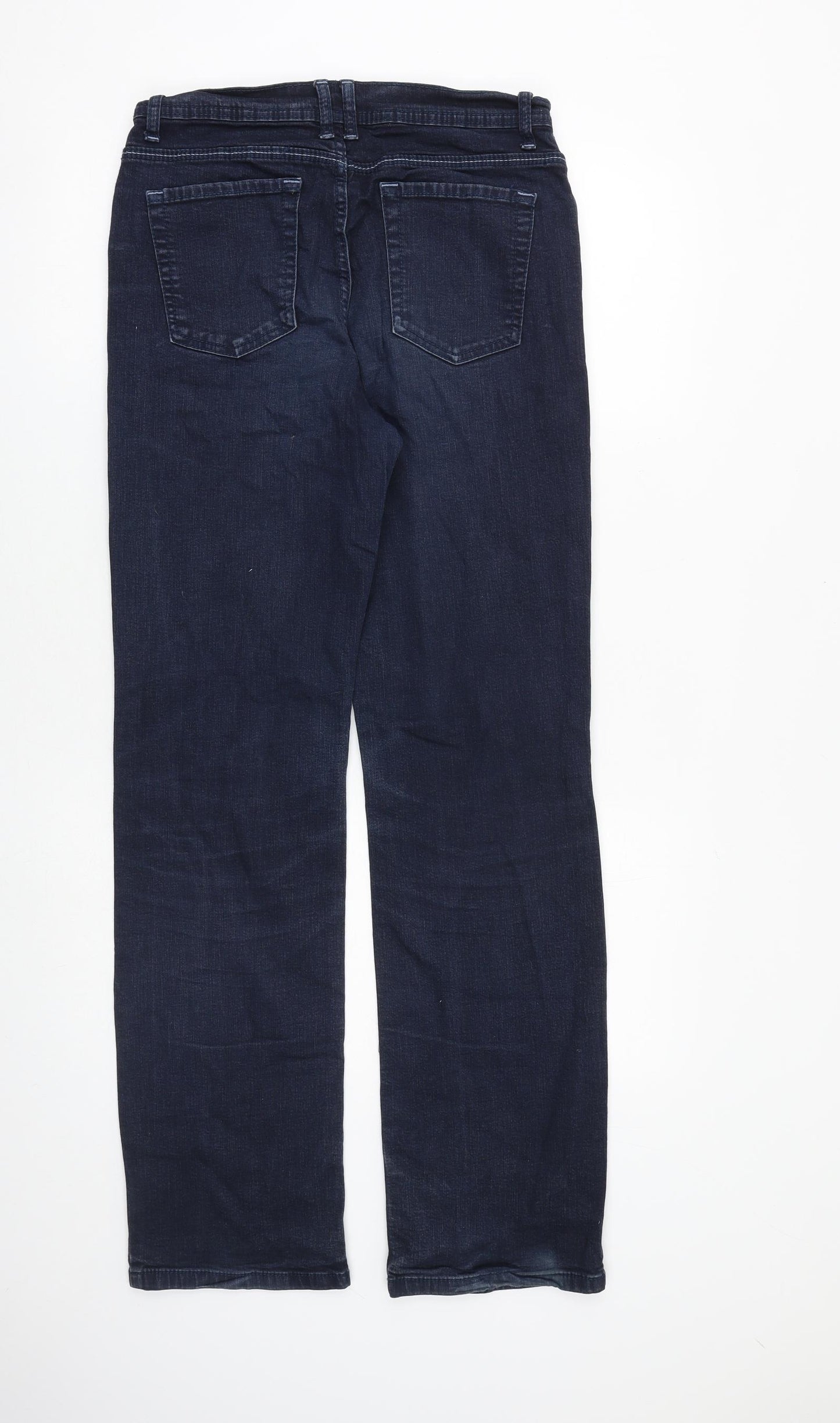 Marks and Spencer Womens Blue Cotton Straight Jeans Size 10 L31 in Regular Zip
