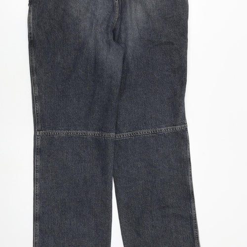 H&M Womens Blue Cotton Straight Jeans Size 12 L33 in Regular Zip