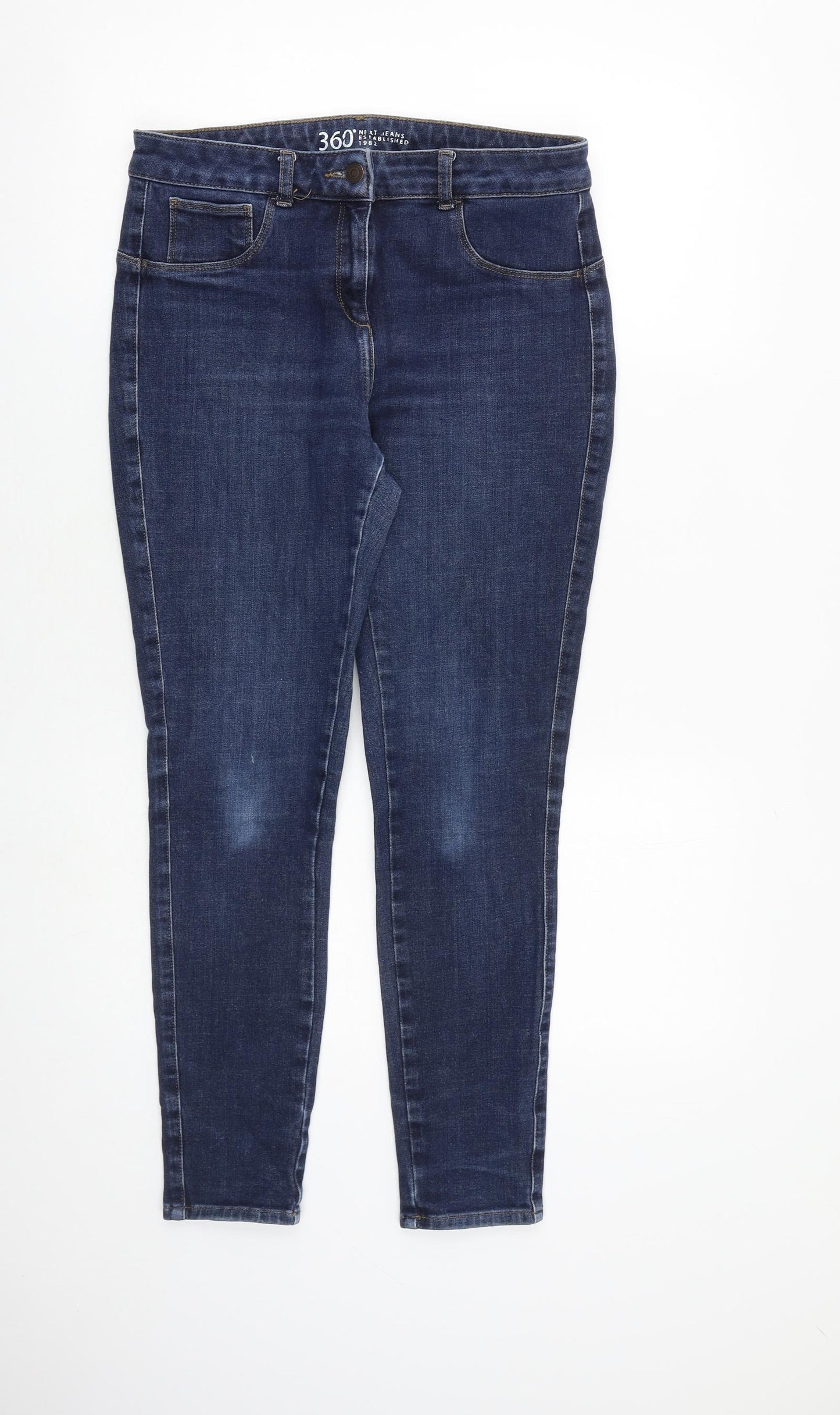NEXT Womens Blue Cotton Skinny Jeans Size 12 L28 in Slim Zip