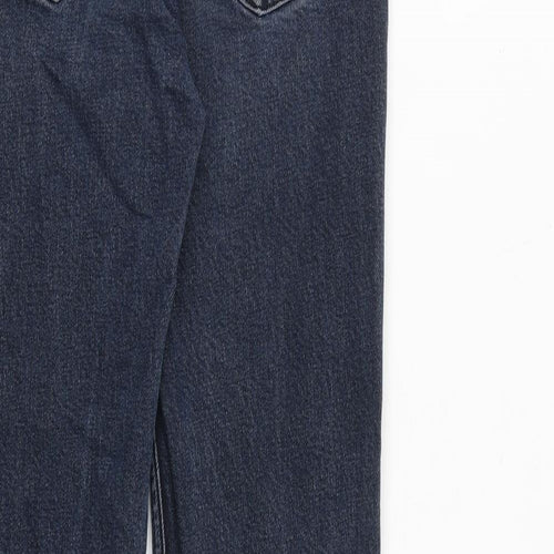 Zara Womens Blue Cotton Straight Jeans Size 8 L26 in Regular Zip - Raw Hem