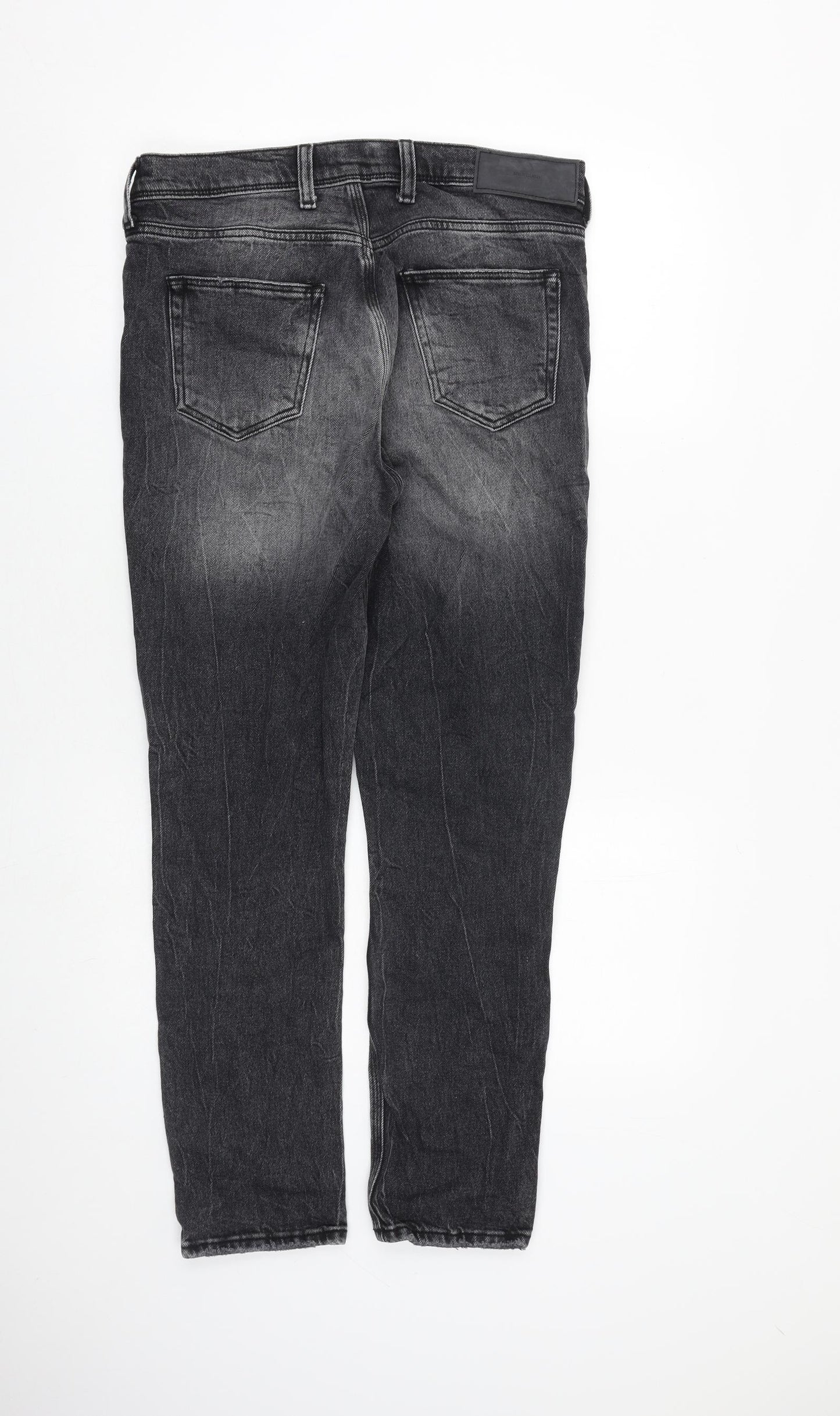 River Island Mens Grey Cotton Skinny Jeans Size 30 in L30 in Regular Zip