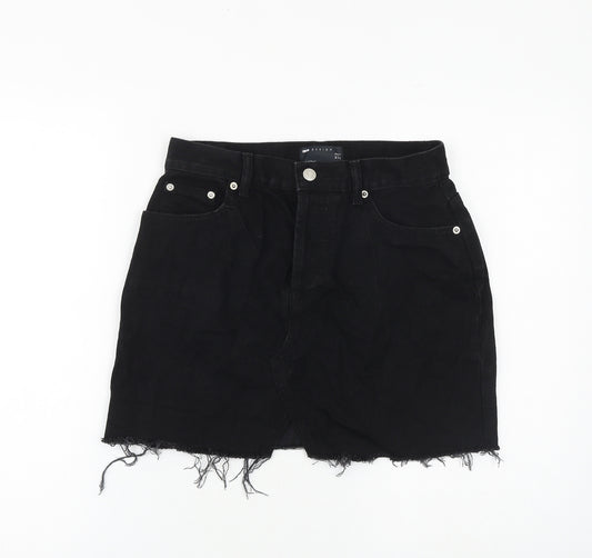 ASOS Womens Black Cotton Mini Skirt Size 10 Zip