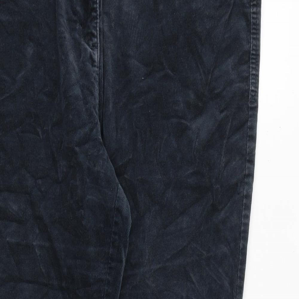 Marks and Spencer Womens Blue Cotton Trousers Size 16 L29 in Regular Zip