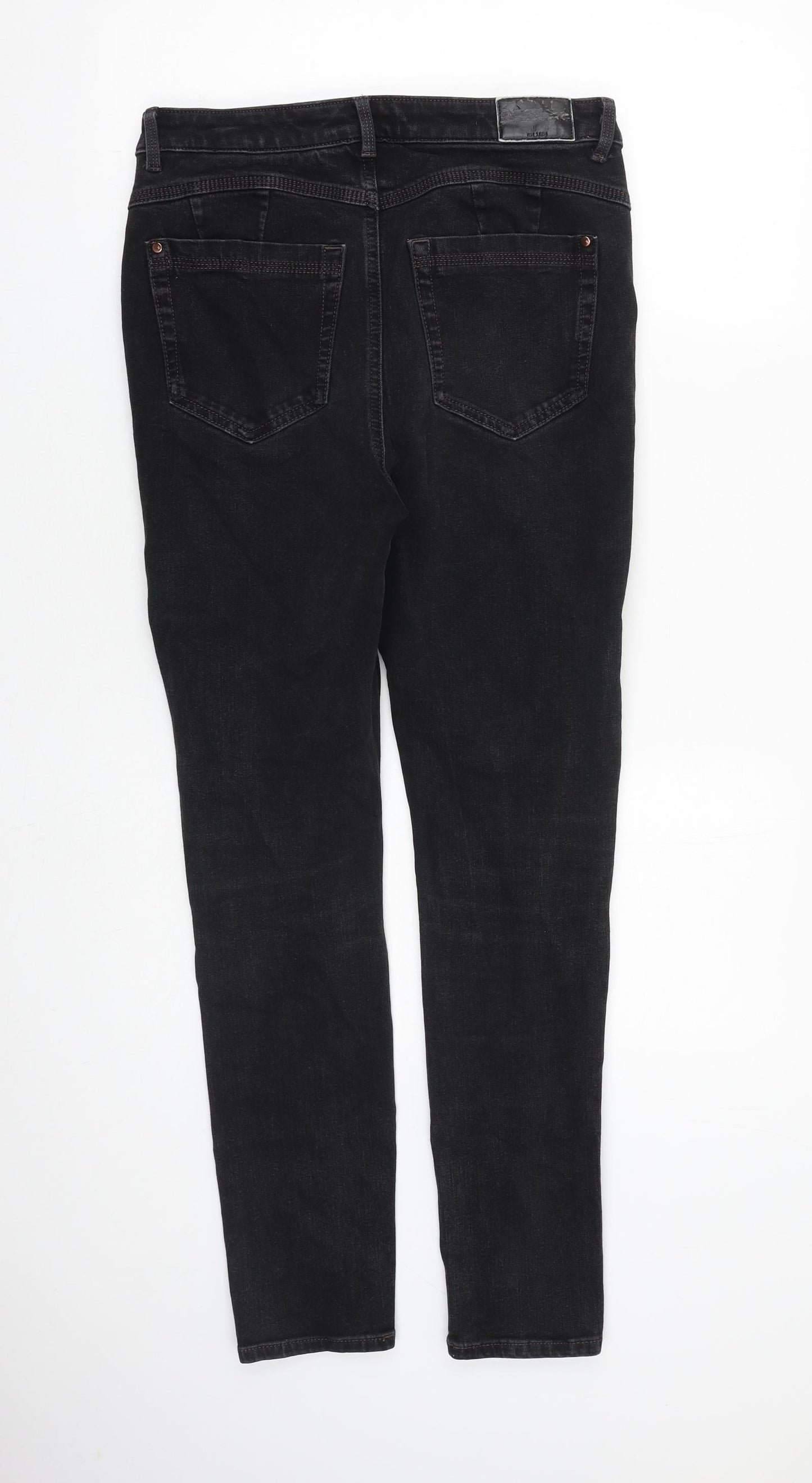 Marks and Spencer Womens Black Cotton Skinny Jeans Size 12 L29 in Regular Zip