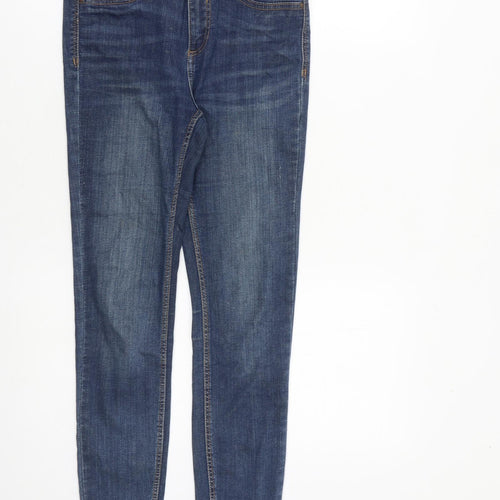 River Island Womens Blue Cotton Skinny Jeans Size 8 L27 in Regular Zip - Raw Hem